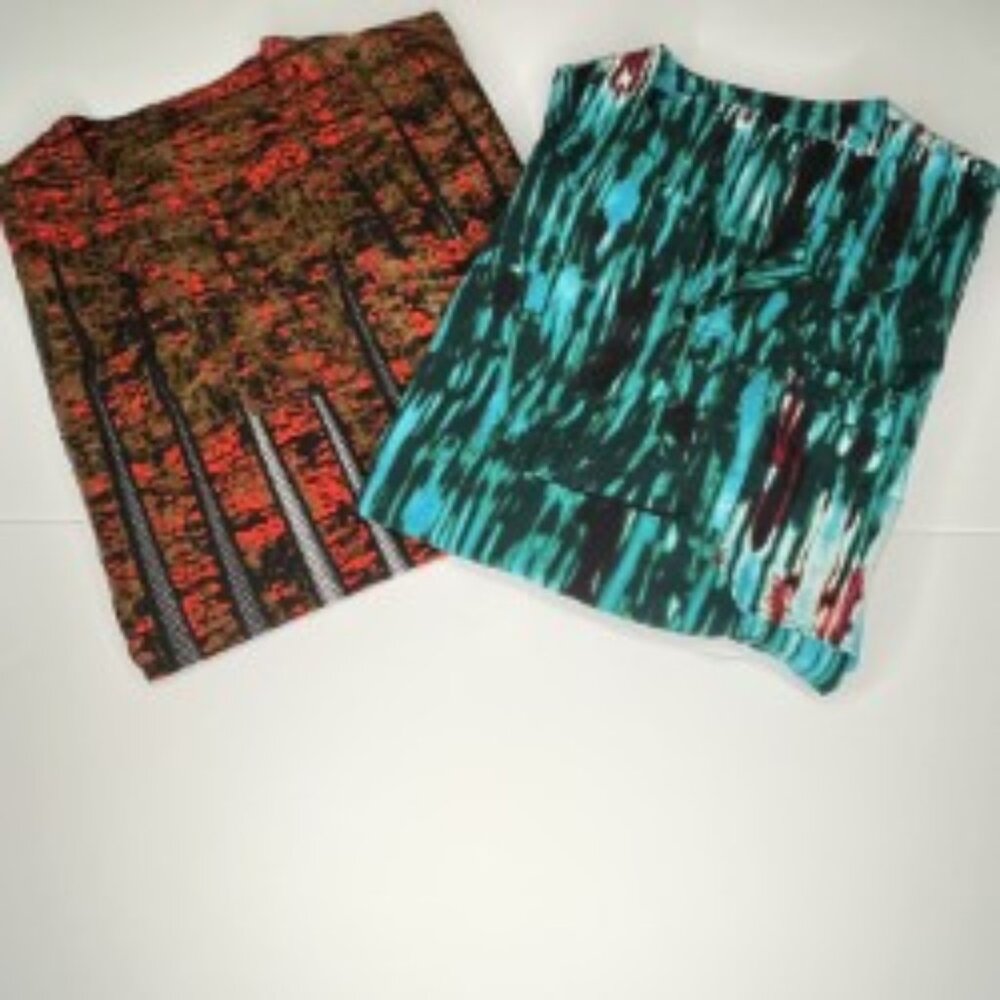 Pair Handmade 100% Cotton African HiTarget Wax Block Print Shirt Large Pullover